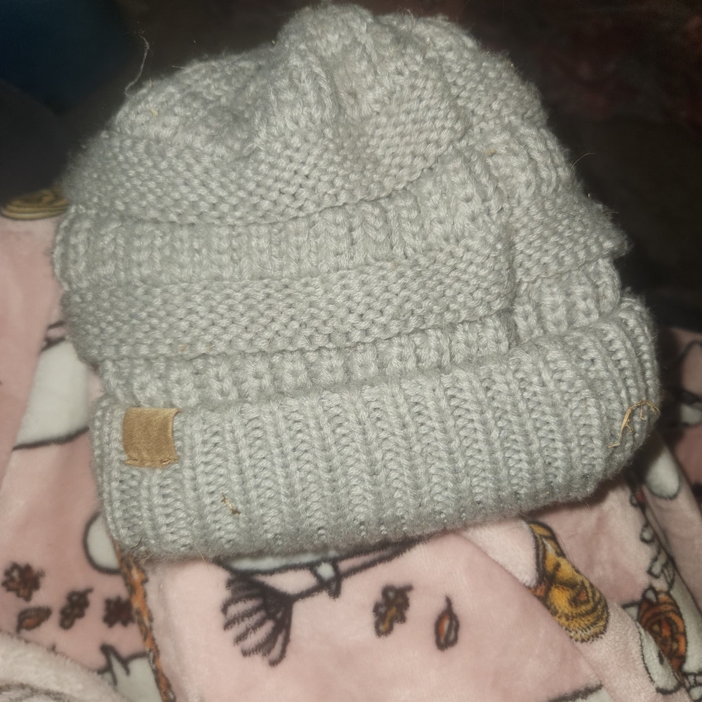 Cozy Gray Knit Beanie for Kids